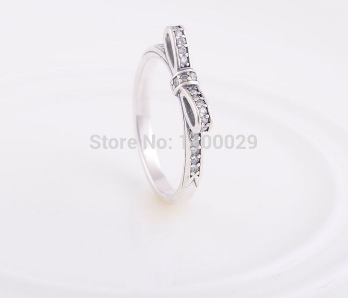 authentic fashion 925 Sterling silver jewelry Compatible with European anillos bow wedding rings Fits Pandora ring