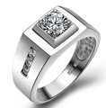 Vintage Jewelry Anel de Prata Men s Big Ring Created Diamond Sterling Silver Bijouterie Male Wedding