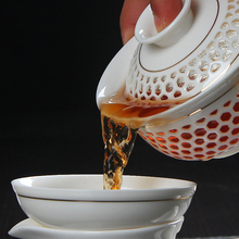Drinkware Chinese Tea Sets 10Pcs Set Bone China Tea Service 1 Clear Teapot 1 Tea infuser