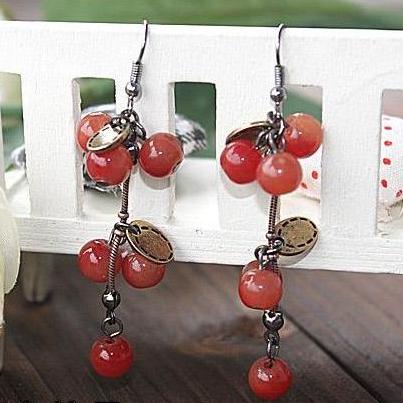 B216 earring fashion accessories sweet cherry pretty charming earrings colorful earrings marriage
