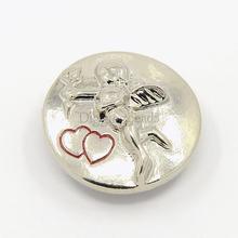 20pcs Red Flat Round Carved Cupid Alloy Enamel Jeans Snap Buttons about 19mm in diameter, 9mm thick, knob 5mm