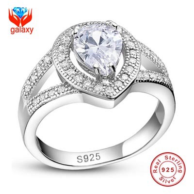 90% OFF!!! 100% 925 Sterling Silver Wedding Rings For Women With Heart ...