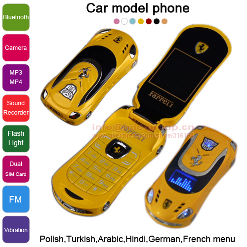 Flip Russian keyboard French Spainish Polish Turkish Hindi flashlight FM Vibration car model mini mobile cell