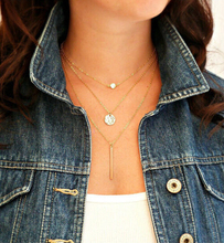 New Fashion Multi 3 Layers Chain Necklace Coins Crystal Long Strip Pendant Gold Plated Necklaces Jewelry