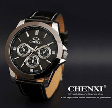 2015 Brand Imitation leather PU casual watch men rhinestone watches high-end business men wristwatches men’s quartz watch