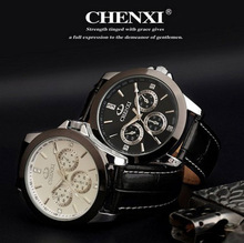 2015 Brand Imitation leather PU casual watch men rhinestone watches high end business men wristwatches men