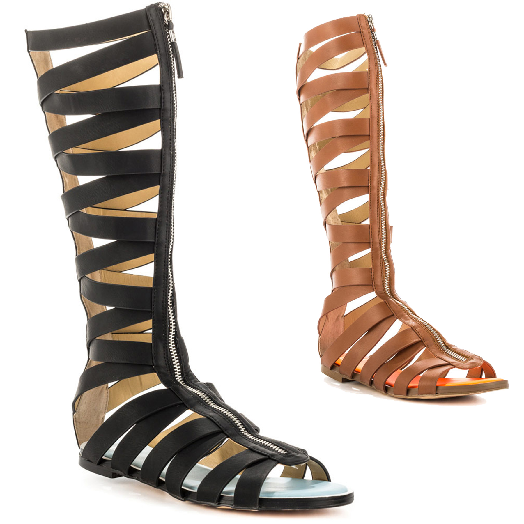 ... leather gladiator sandals ! ZIP flat knee high gladiator sandal boots