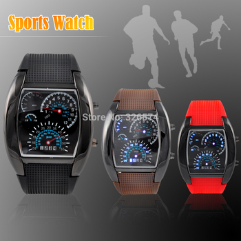 Мода мужские часы спорт веерообразные панель цифровой из светодиодов творческие часы