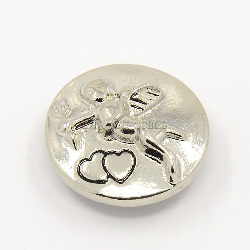 20pcs Black Flat Round Carved Cupid Alloy Enamel Jeans Snap Buttons about 19mm in diameter 9mm