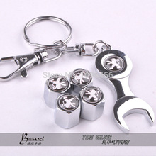 Free shipping Car Wheel Tire Valve Caps with Mini Wrench & Keychain for Peugeot(4-Piece/Pack)