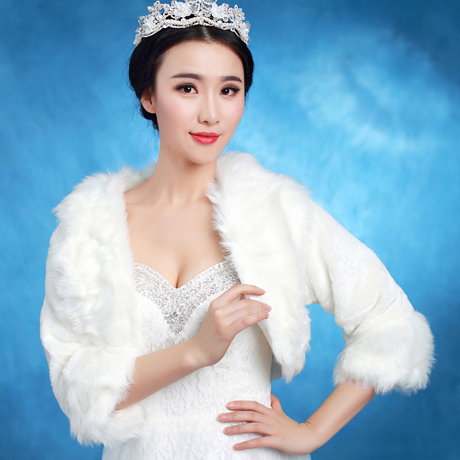 bride wrap cape autumn and winter white long sleeve wedding dress jacket coat thermal wedding fur