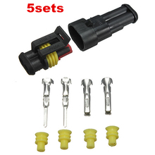 Promotion New 5sets Car Part 2 Pin Way Sealed Waterproof Electrical Wire Auto Connector Plug Set