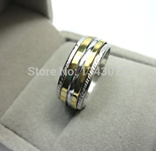 2015 HOT NEW Fashion nice Jewelry pretty gold color rotation man woman Stainless steel Ring mes Rings LT052