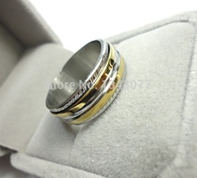2015 HOT NEW Fashion nice Jewelry pretty gold color rotation man woman Stainless steel Ring mes
