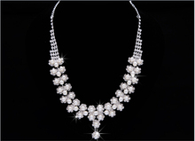 2015 new Korean Pearl fashion Jewelry sets Bride Crown Bridal Necklace Three piece Suit Marriage Gauze