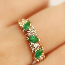 Fashion Antique Luxury Women rings Ruili Sweet Retro Emerald Ring lash Imitation Diamond Rings Women Jewelry