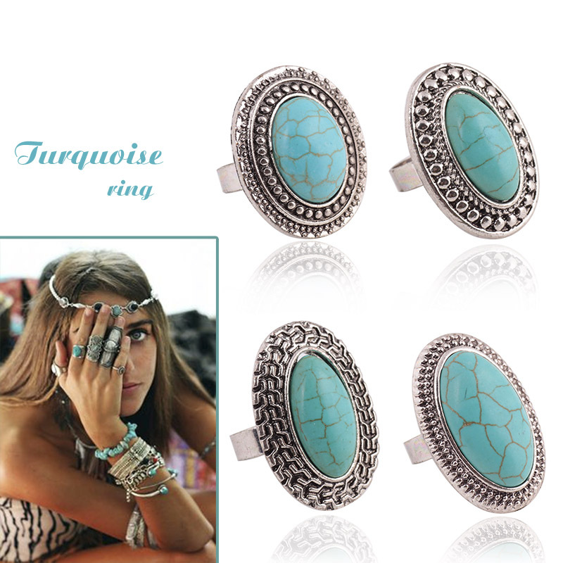 R116 Wholesale 4 styles randomly send Nation Bohemian style Turquoise Ring jewelry for women 2015 randomly