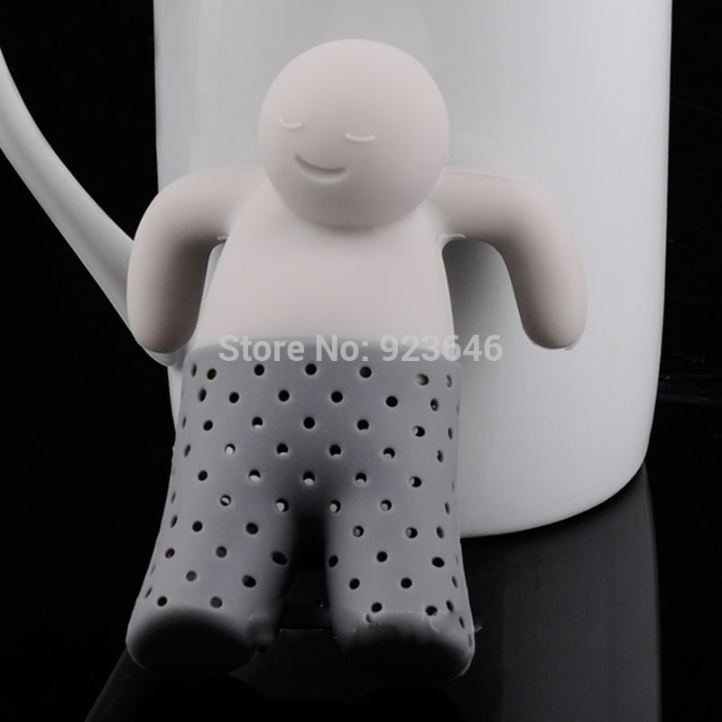 Lovely Little Man Shape Hot Tea Leaf Strainer Filter Silicon Herbal Spice Infuser Diffuser Cute Gift