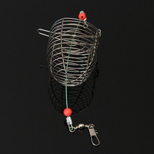 Small Bait Cage Fishing Trap Basket Feeder Holder Stainless Steel Wire Fishing Lure Cage Fish Bait Lure Fishing Accessories