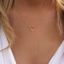 Simple 18K gold & silver plated hollow triangle short necklaces & pendants for women 2015 fashion girl jewelry accessories colar