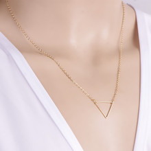 Simple 18K gold silver plated hollow triangle short necklaces pendants for women 2015 fashion girl jewelry