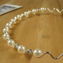 Hot selling Korean Fashion Rhinestone Imitation Pearl Wave Hairpin Hair Band Headband Accessories