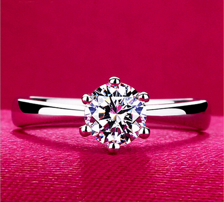 R350 Hot Selling 925 Sterling Silver Jewelry Classic Engagement Ring 6 Claws 5mm AAA Swiss Arrows