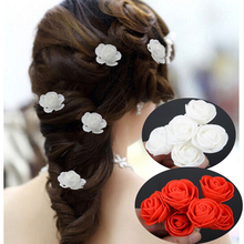 Wholesale 6pcs Lot Fashion Girl Women Bridal Wedding Prom Party Flower Clip Pin Hairpin Hair Tools 2 Colors Beauty Accessories