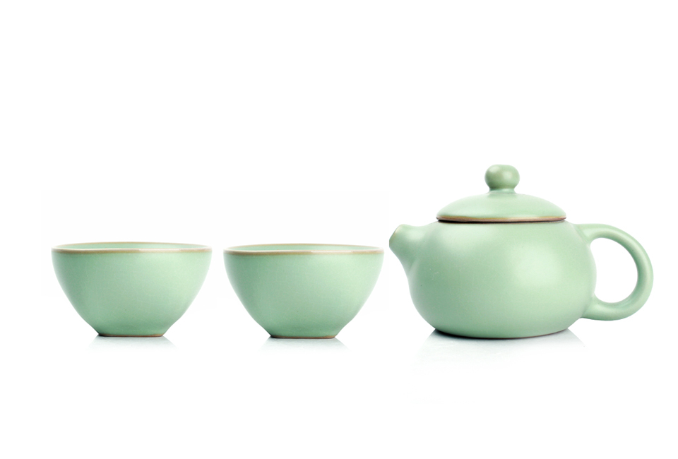 A pot 2cups Chinese Kung Fu Tea Set Ruyao Tea Sets Bone China TeaPot Tea Cup