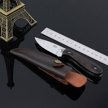 OEM COLT CT343 Outdoor Camping Pocket Fixed Blade Knife Tactical Survival Hunting Knife Ebony Wood Handle with leather sheath