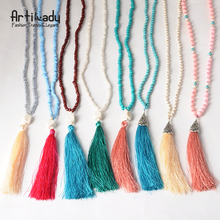 Artilady beads tassels necklace vintage colorful beads women tassels pendant necklace women jewelry for women neckalces