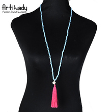 Artilady beads tassels necklace vintage colorful beads women tassels pendant necklace women jewelry for women neckalces