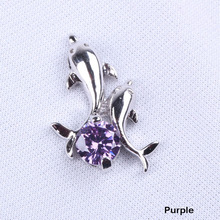 New Fashion Silver plated Double Dolphin Rhinestones Silver Plated Pendant Charm Jewelry Gift Purple White Without