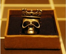 Wholesale/Retail European and American jewelry retro crown skull Female ring Free shipping