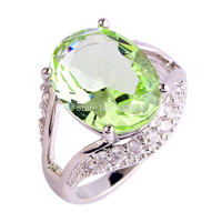 Free Shipping Junoesque Green Amethyst & White Sapphire 925 Silver Ring Size 7 8 9 10 11New Fashion Jewelry For Women Party