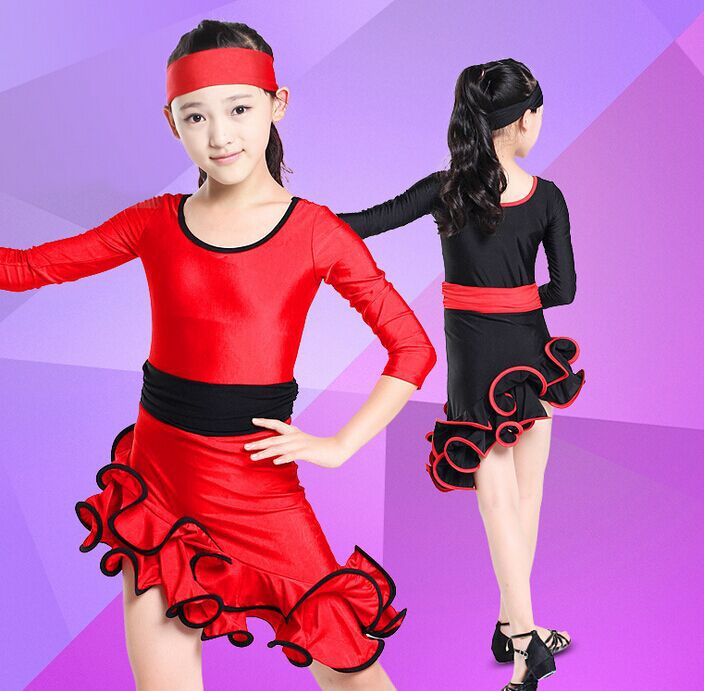 Children expansion skirt Latin dance performance clothing oblique lotus leaf fishbone pants exercising dancewear