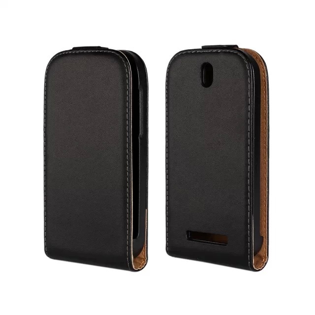 Luxury Genuine Real Leather Case Flip Cover Mobile Phone Accessories Bag Retro Vertical For HTC T326e