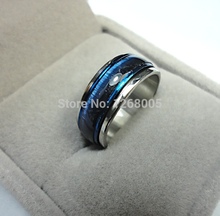 2015 HOT New Fashion Jewelry top Blue Cat-eye Enamel men women Rotation Stainless steel Ring mens rings LB221