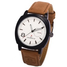 2015 New Fashion Business Quartz Watch Men Sport Watches Brand Military Watch Men Corium Leather Strap