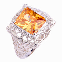 Hot Sales Fashion Jewelry Emerald Cut Morganite 925 Silver Ring Size 6 7 8 9 10 11 Wholesale Women Men Party Gift Free Shipping