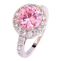Wholesale Engagement Bridal Round Cut Pink & White Sapphire New Jewelry 925 Silver Ring Women Rings Size 6 7 8 9 Free Shipping