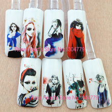 4 sheets C104 107 Nail Art Charm Water Transfer Sticker Girl Figure Full Decals Decorations on