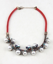 2015 New Fashion za brand jewelry necklace big white pearl necklace enamel color rhinestone necklace for