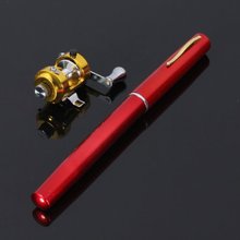 Unique Sale Mini Pocket Pen Fishing Rod Pole With Golden Baitcasting Reel Set