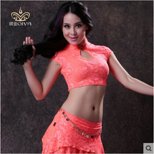 Belly dance costume sexy  lace short sleeves belly dance top women belly dance exercise jacket 4kinds of colors
