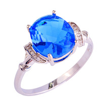 Wholesale Engagement Bridal Dazzling Blue & White Sapphire 925 Silver Ring Size 6 7 8 9 10 11 Women Popular Gift New Jewelry