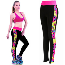 2015 Fashion New Woman Spring printing Sport Capris Nine Leggings High Waisted Workout Fitness Legging  Exercise Gym Wear