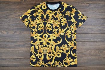 2015 летний стиль ver мода бренд в стиле барокко черный мужские футболка хлопок с коротким рукавом ши