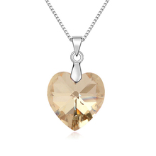 2015 Original Crystal Heart Necklaces Made With Genuine Swarovski Brand Love Pendant Silver Chain Elements Women