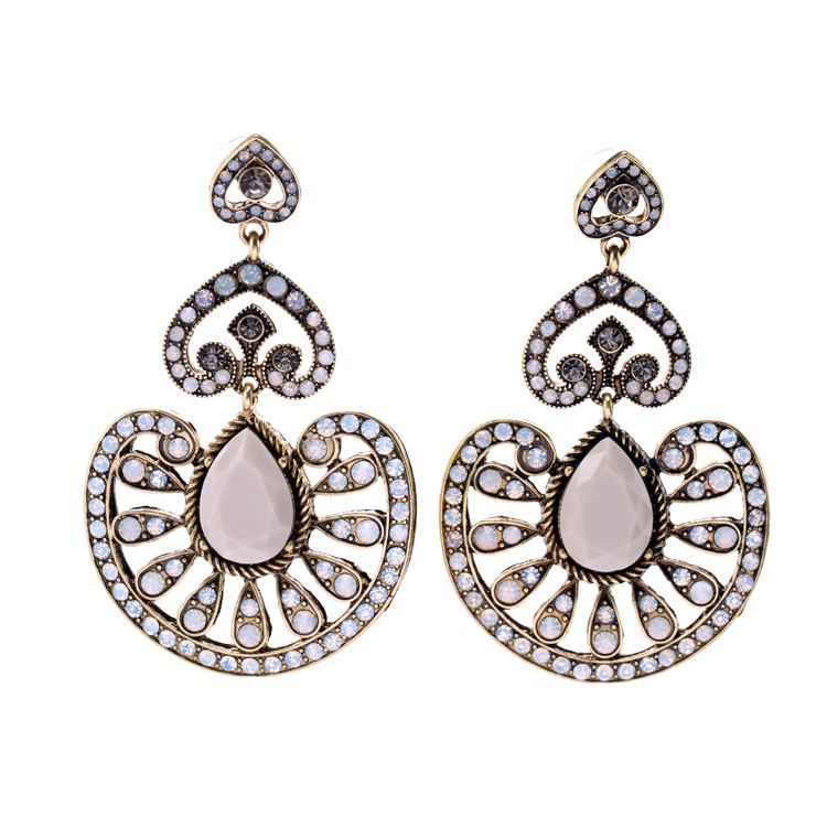 Fashion Ancient Austrian Crystal Heart Earrings Women Indian Jewelry ...